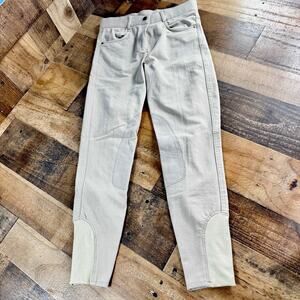 OVATION Riding Pants Tights Knee Inseam Patches Horseback Equestrian Tan 26R